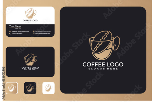 Modern Coffee Logo Design On Business Card Mockup