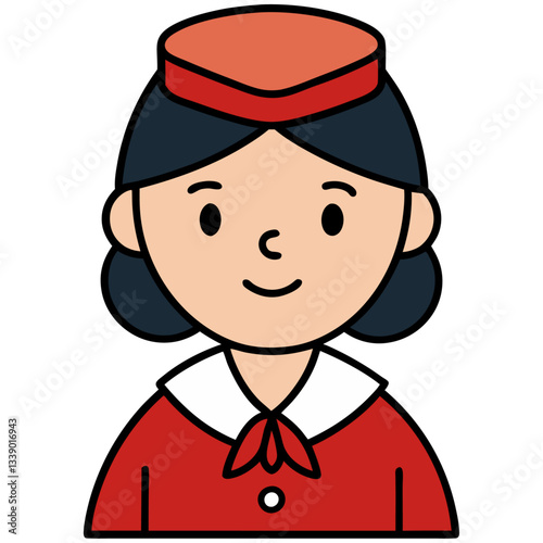 Smiling female flight attendant in uniform  
