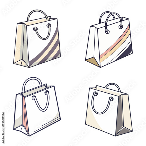 modern minimal shopping bag icon. sleek vector e-commerce bag. contemporary ui/ux shopping bag design.