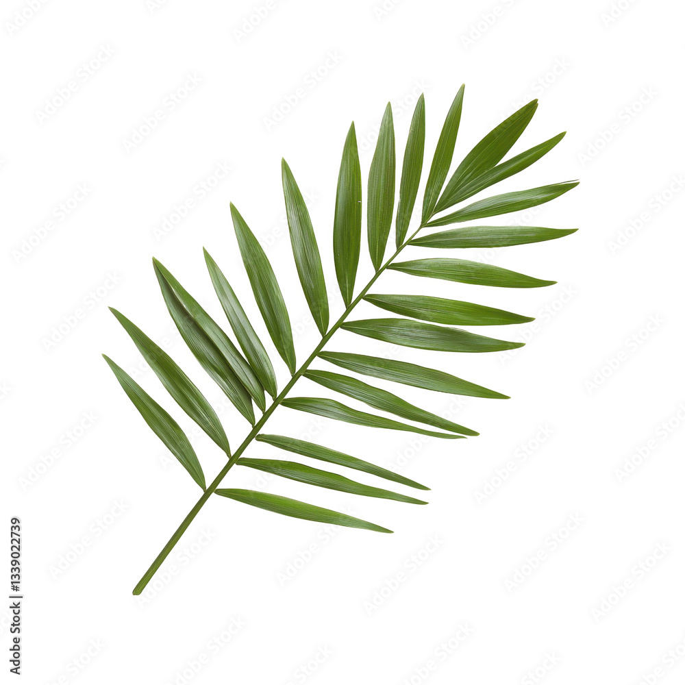 Palm leaf, white isolated background. Palm leaf, white isolated background.