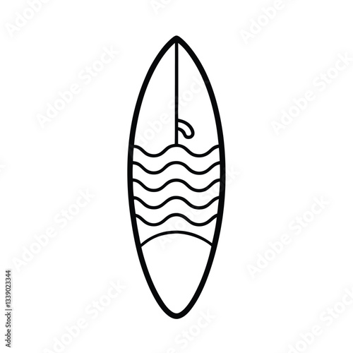Surfboard Outline Design, Ocean Waves, Summer, Beach, Surfing Icon