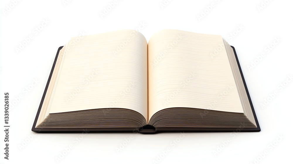 Open Notebook with Blank Lined Pages on White Background for Writing Open Notebook with Blank Lined Pages on White Background for Writing