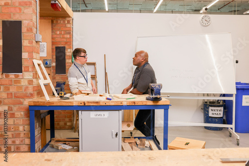 Disabled men working in workshop