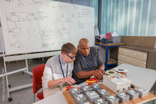 Disabled men working in workshop
