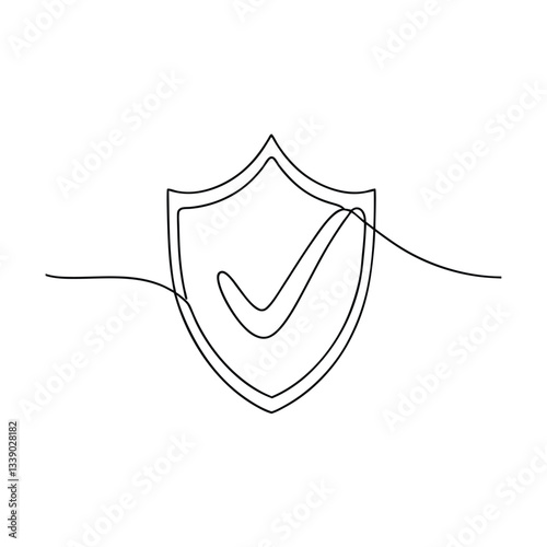 Online drawing Shield, check mark, security, protection, safety, approved, secure, verified, success