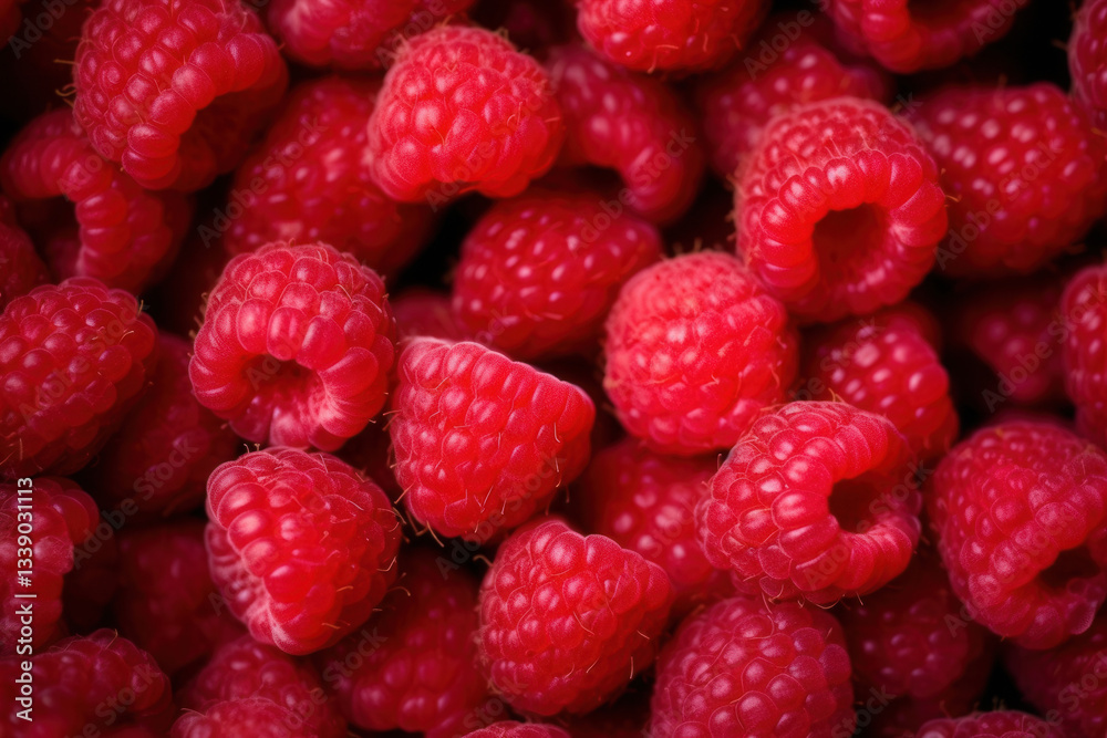 Full frame close up of fresh, ripe, red, and healthy raspberries creating a vibrant and textured background Full frame close up of fresh, ripe, red, and healthy raspberries creating a vibrant and textured background