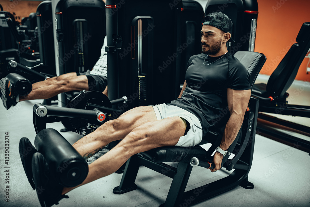 Hombre de 30 años haciendo ejercicio en un gimnasio de Bogotá, Colombia