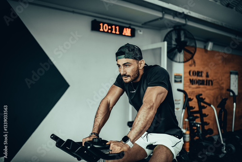 Photos Hombre de 30 años haciendo ejercicio en un gimnasio de Bogotá, Colombia