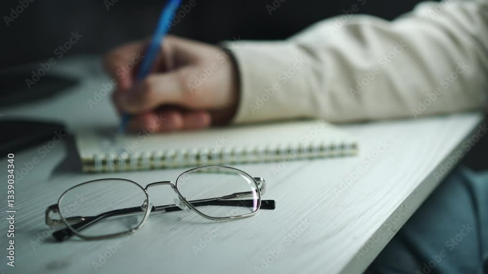Close-up of a man's hand writing in a notebook with a pen.
A man takes notes in a notebook with a blue pen.
Writing in a notebook with a pen Close-up of a man's hand writing in a notebook with a pen.
A man takes notes in a notebook with a blue pen.
Writing in a notebook with a pen