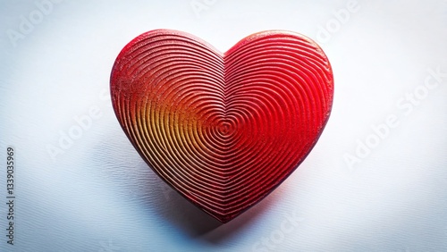 Etched Heart Silhouette: Hatch Mark Detail, Isolated on White Background