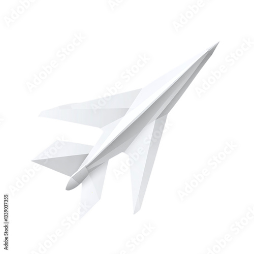 handmade white paper plane isolated on a transparent background.