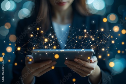 Business woman using digital technology in office workspace
