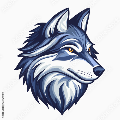 Detailed illustration of a majestic wolf's head showcasing intricate fur patterns and vibrant colors (1)
