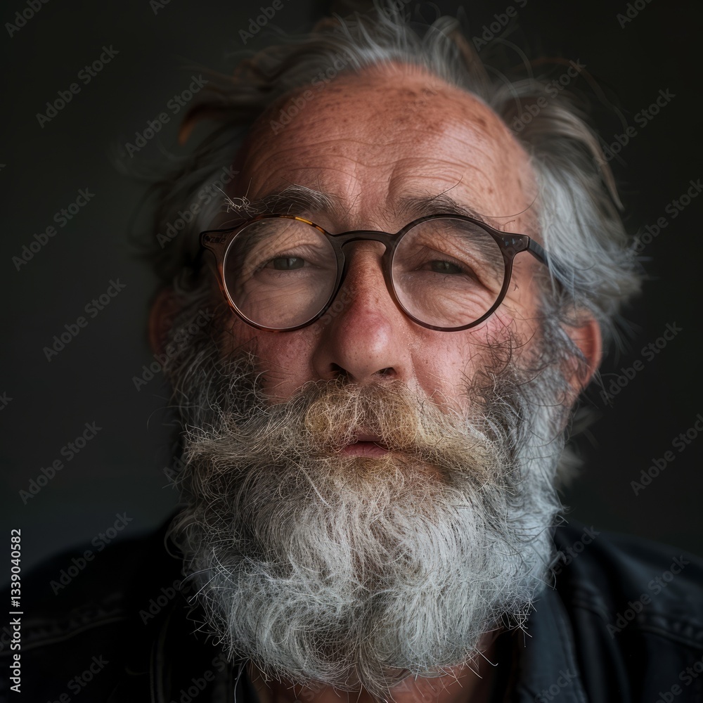 Elderly man with a thick gray beard, wearing glasses, looking at the camera, photo for a profile picture. Elderly man with a thick gray beard, wearing glasses, looking at the camera, photo for a profile picture.