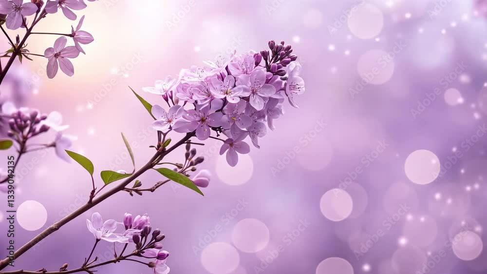 Purple lilac flowers with bokeh and soft light