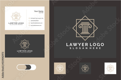 Modern Minimalist Lawyer Logo Design with Geometric Pillar Symbol