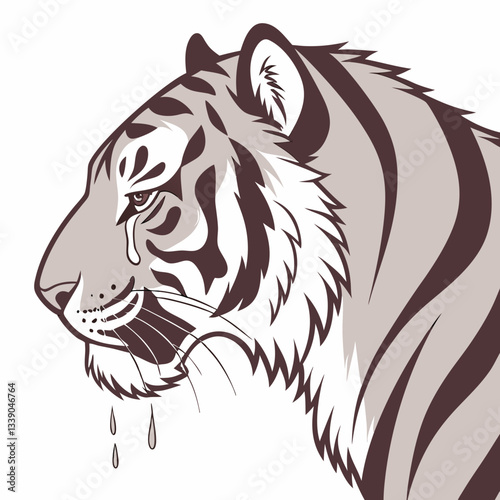 Wallpaper Mural Sad Tiger Vector Design: Emotional Wildlife Illustration & Art Torontodigital.ca