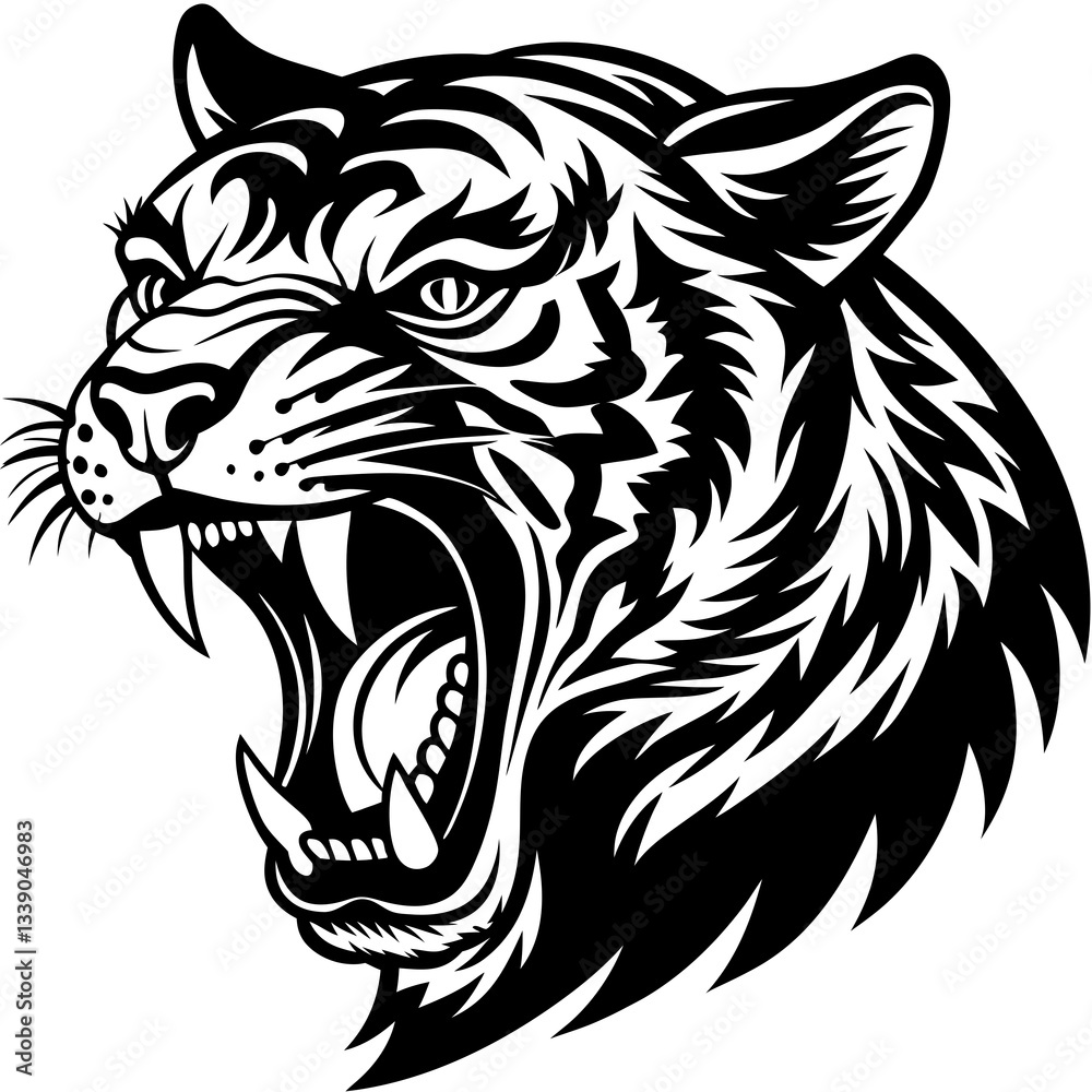 Roaring Tiger Vector Design: Powerful Big Cat Illustration & Graphics Roaring Tiger Vector Design: Powerful Big Cat Illustration & Graphics