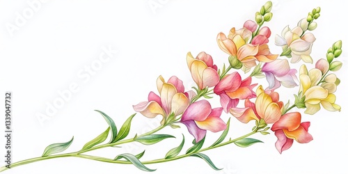 Elegant Snapdragon Flower Line Art: Botanical Print Set for Floral Designs & Illustrations