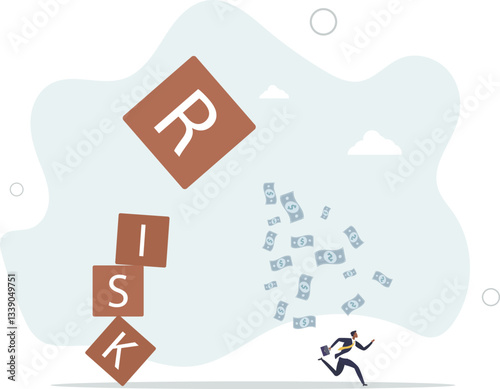 Risk averse, avoid or minimize risk, run away from uncertainty, fear or safety decision for investment, prefer security or stability concept.flat character life .