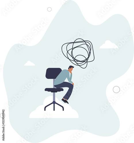 Regret on business mistake, frustration or depressed, stupidity or foolish losing all money, stressed and anxiety on failure concept.flat character life .