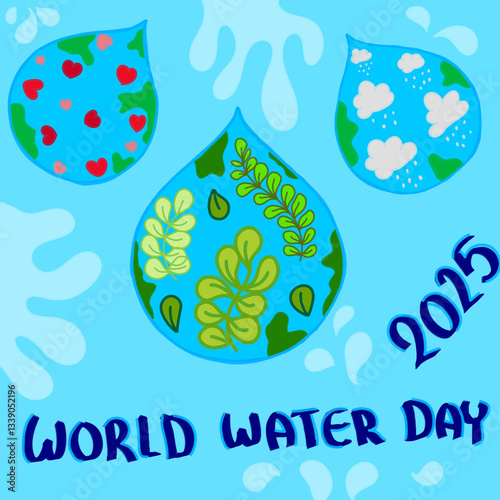 vector illustration of an abstract background with water drops, International day.