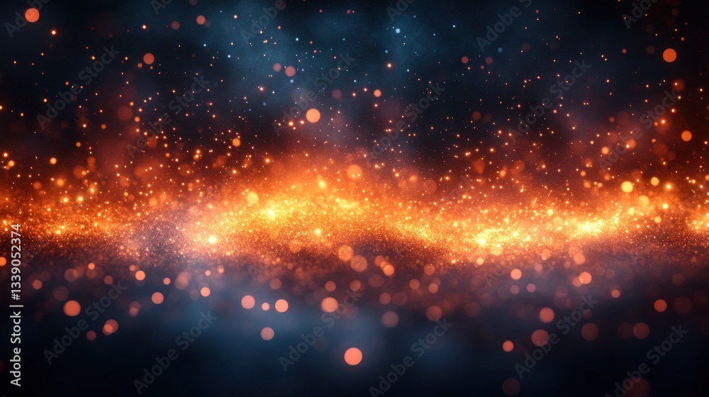 Obraz premium Abstract fiery and smoky background with glowing particles.
