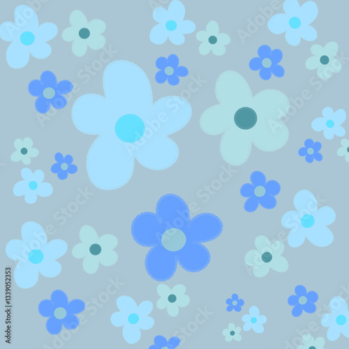 seamless pattern with flowers, Wallpaper for decoration, blue flowers background.