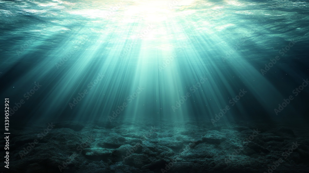 Vibrant underwater light rays ocean depths glowing gradient scene serene environment upward view bright visual concept Vibrant underwater light rays ocean depths glowing gradient scene serene environment upward view bright visual concept