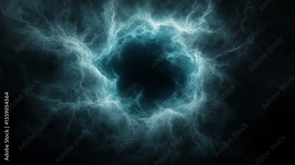 Obraz premium Vibrant lightning burst dark space digital art glowing gradient abstract wide angle light energy