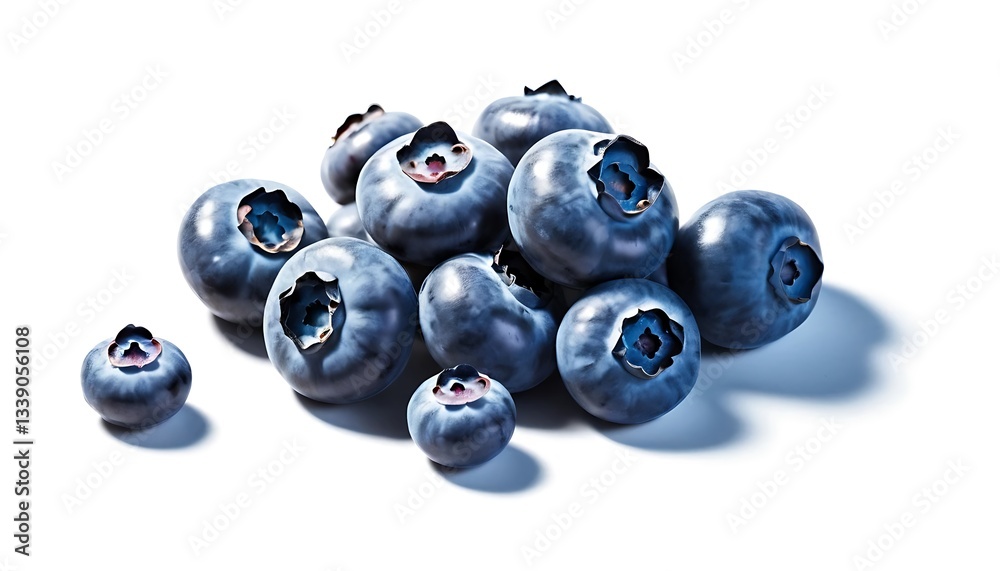 Fresh Pile of Blueberries Isolated on White Background Close Up Fresh Pile of Blueberries Isolated on White Background Close Up