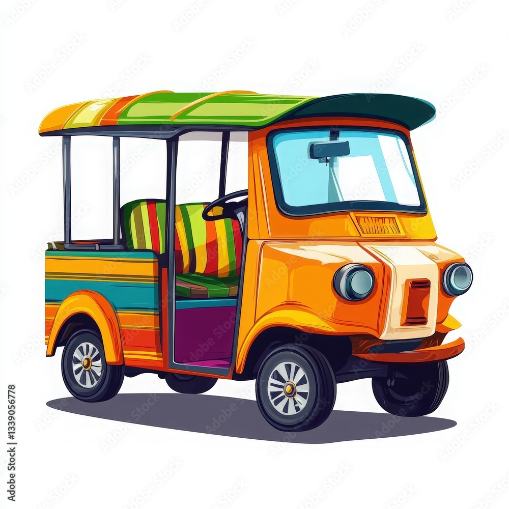 Obraz premium Pixel Art Colorful Three Wheeled Motorized Vehicle Illustration