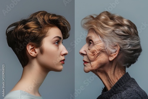 Obraz na płótnie Aging and Youth: A Timeless Portrait w salonie