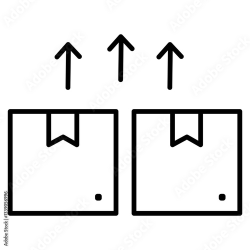Outgoing packages or shipment icon. Two boxes with upward arrows, representing dispatch or export.