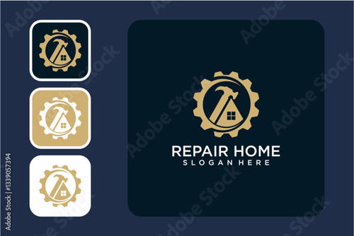 Modern Repair Home Logo Design Variations