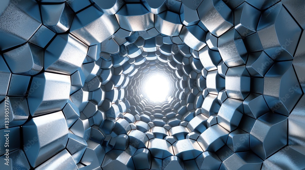Abstract Futuristic Metal Tunnel Design