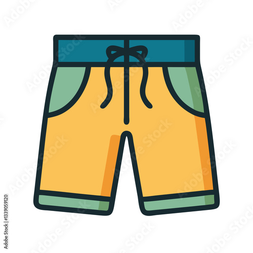 Yellow summer shorts with green details