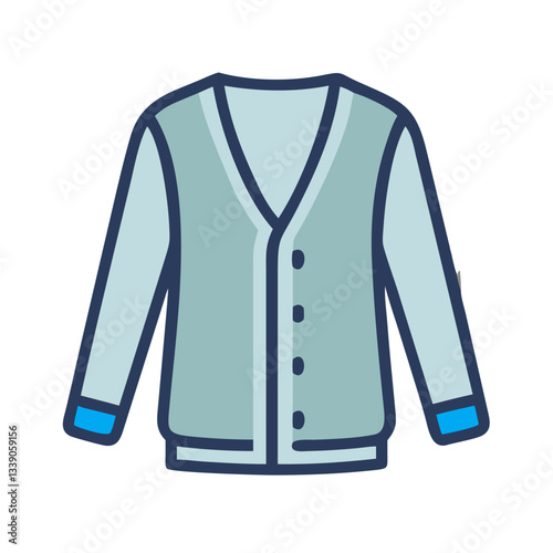 Light blue and gray cardigan illustration