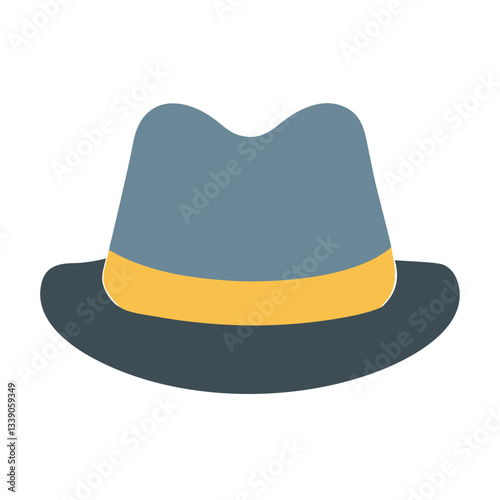 Blue fedora hat with yellow band icon