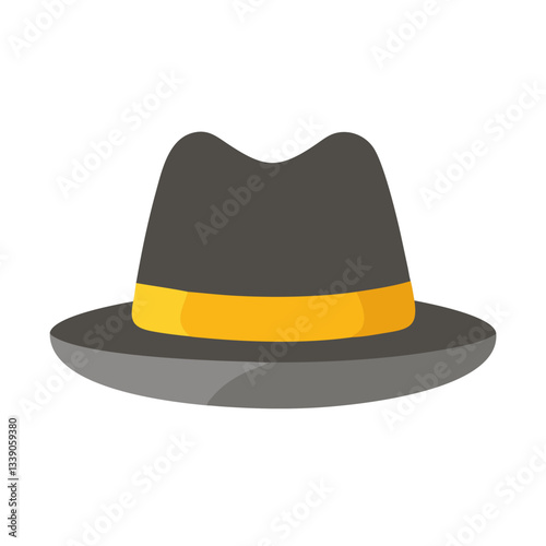 Black fedora with yellow band illustration