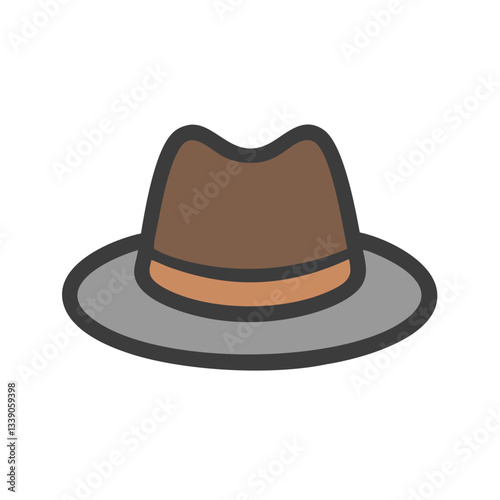 Brown and gray classic fedora illustration