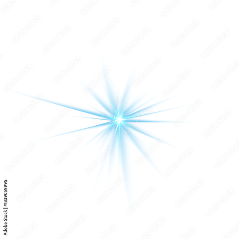 Obraz premium Blue Light Flare on transparent Background