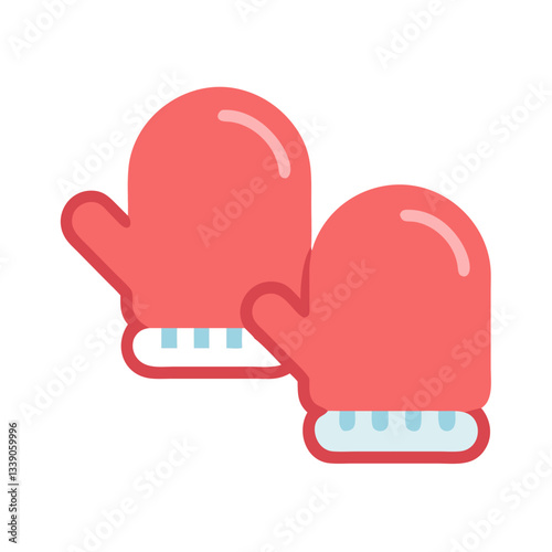 Red winter mittens icon