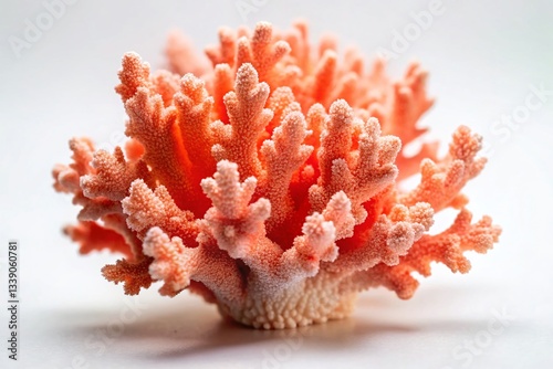 Elegant Coral Fragment on White Background: High-Resolution Stock Photo