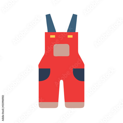 Red construction overalls icon