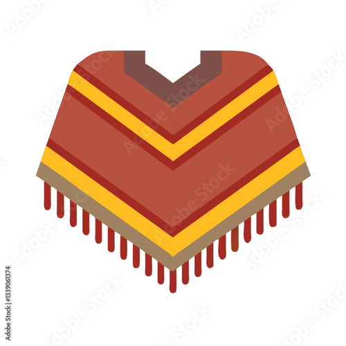 Traditional brown poncho icon