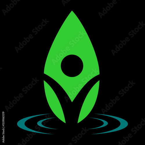 green drop of water water drop liquid ecology logo.