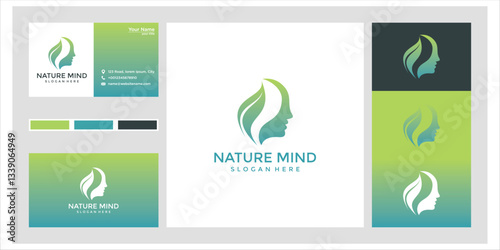 Nature Mind Logo Design: Green and Teal Gradient Abstract Icon