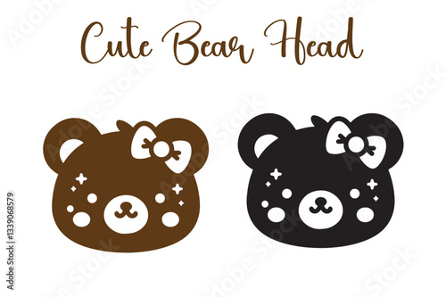 cute bear head vector in illustration