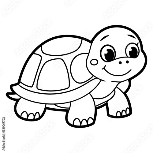 Cute Cartoon Turtle Coloring Page